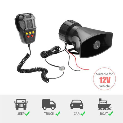 HW-1006B 12V 100W 125dB 5-TONE ไฟฟ้าปลุก Air Horn ไซเรนลำโพง 5 เสียง TONE super Loud พร้อมไมโครโฟน, HW-1006B