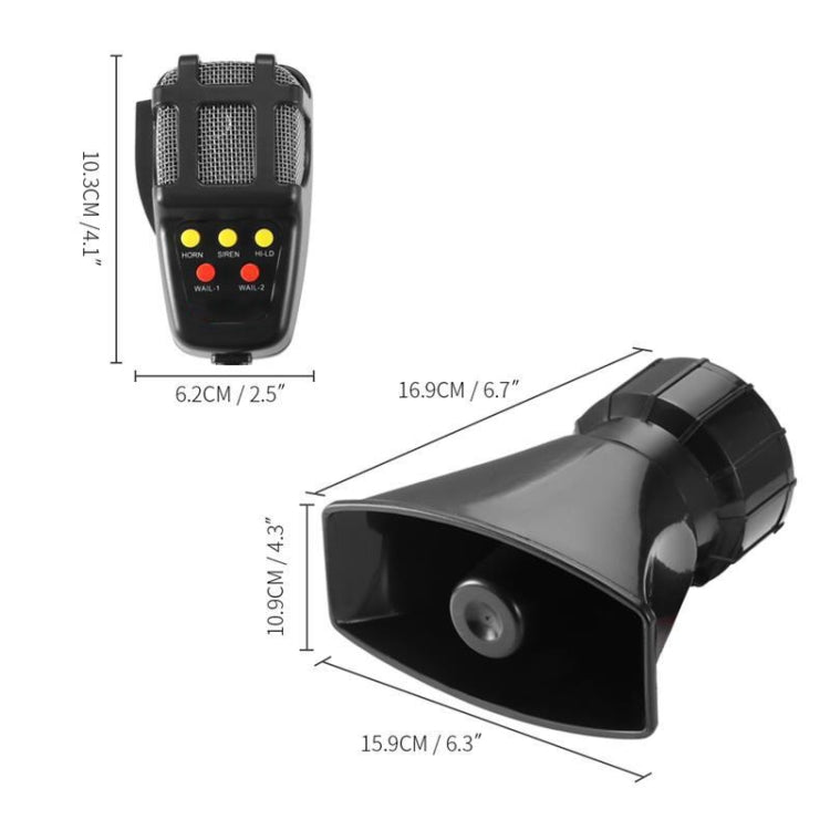 HW-1006B 12V 100W 125dB 5-TONE ไฟฟ้าปลุก Air Horn ไซเรนลำโพง 5 เสียง TONE super Loud พร้อมไมโครโฟน, HW-1006B
