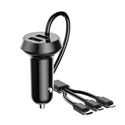 Universal Car 3 in 1 Quick Charger Dual Port USB Charger ปลั๊กไฟอะแดปเตอร์, ความยาวสายเคเบิล: 55 ซม, X3