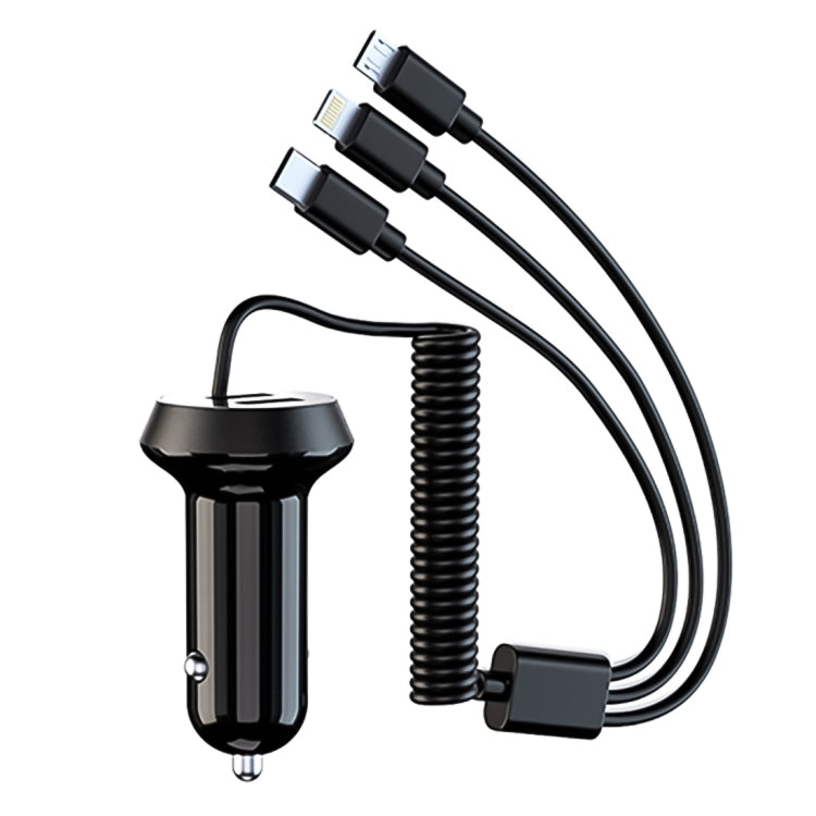 Universal Car 3 in 1 Quick Charger Dual Port USB Charger ปลั๊กไฟอะแดปเตอร์, ความยาวสายเคเบิล: 55 ซม, X3