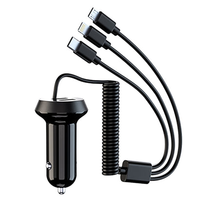Universal Car 3 in 1 Quick Charger Dual Port USB Charger ปลั๊กไฟอะแดปเตอร์, ความยาวสายเคเบิล: 55 ซม, X3