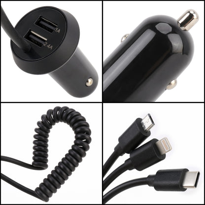 Universal Car 3 in 1 Quick Charger Dual Port USB Charger ปลั๊กไฟอะแดปเตอร์, ความยาวสายเคเบิล: 55 ซม, X3