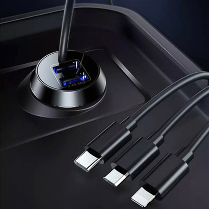 Universal Car 3 in 1 Quick Charger Dual Port USB Charger ปลั๊กไฟอะแดปเตอร์, ความยาวสายเคเบิล: 55 ซม, X3