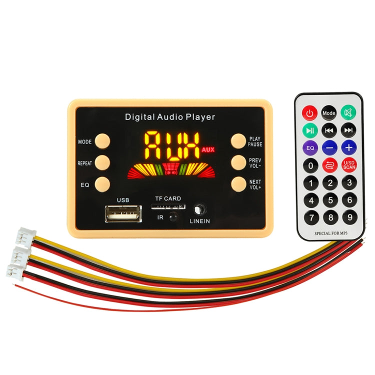 รถ 5V หน้าจอสีเสียงเครื่องเล่น MP3 ถอดรหัสคณะกรรมการวิทยุ FM TF Card USB พร้อมฟังก์ชั่น Bluetooth และรีโมทคอนโทรล, 5V