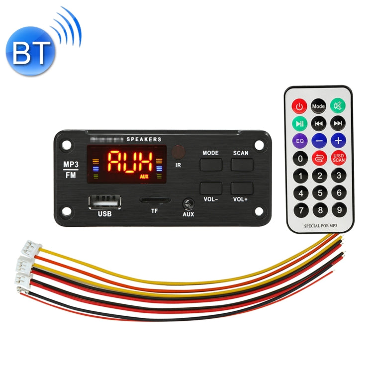 รถ 5V หน้าจอสีบลูทูธ 5.0 เสียง MP3 Player ถอดรหัสวิทยุ FM TF Card USB 3.5 มม.AUX พร้อมรีโมทคอนโทรล, 5V