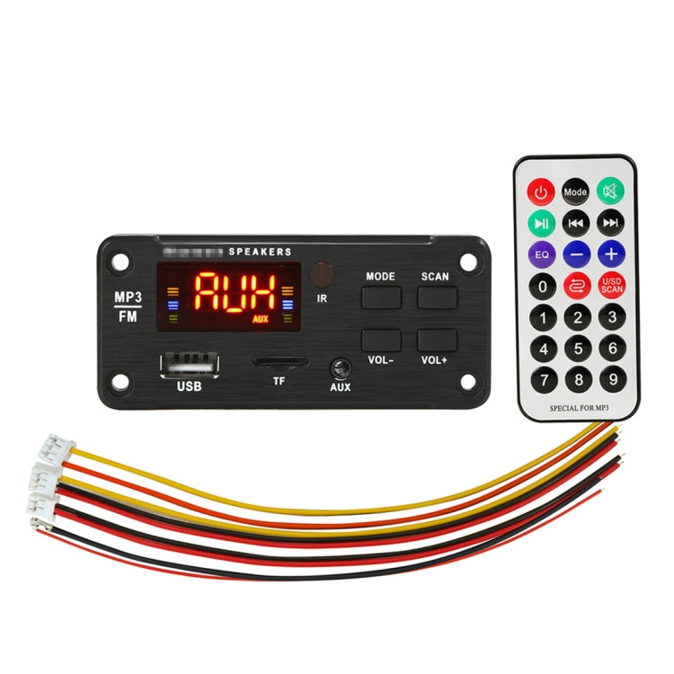 รถ 5V หน้าจอสีบลูทูธ 5.0 เสียง MP3 Player ถอดรหัสวิทยุ FM TF Card USB 3.5 มม.AUX พร้อมรีโมทคอนโทรล, 5V