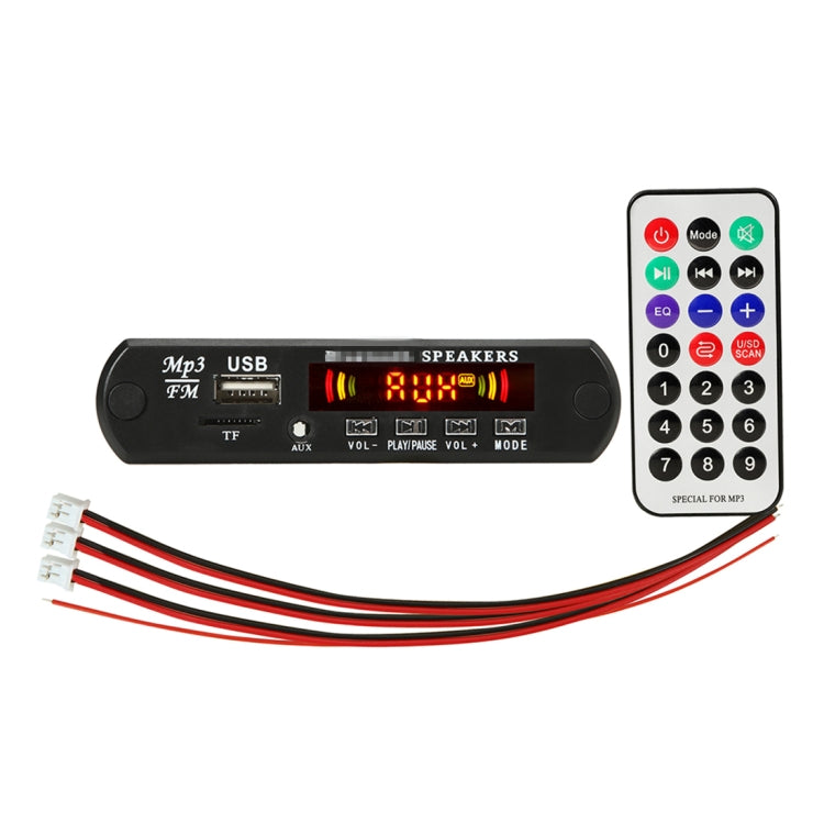 รถ 12V 2x3W เสียงเครื่องเล่น MP3 ถอดรหัสคณะกรรมการวิทยุ FM TF USB 3.5 มม.AUX, พร้อม Bluetooth/ฟังก์ชั่นการบันทึกการโทร/เครื่องขยายเสียง/รีโมทคอนโทรล, 12V
