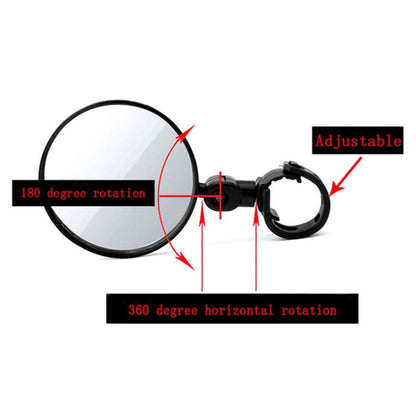 Universal 360 หมุนปรับกระจกมองหลังจักรยานHandlebarมุมกว้างกระจกนูนขี่จักรยานด้านหลังกระจก, View Mirror