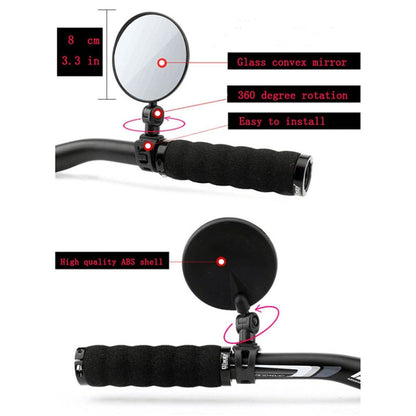 Universal 360 หมุนปรับกระจกมองหลังจักรยานHandlebarมุมกว้างกระจกนูนขี่จักรยานด้านหลังกระจก, View Mirror