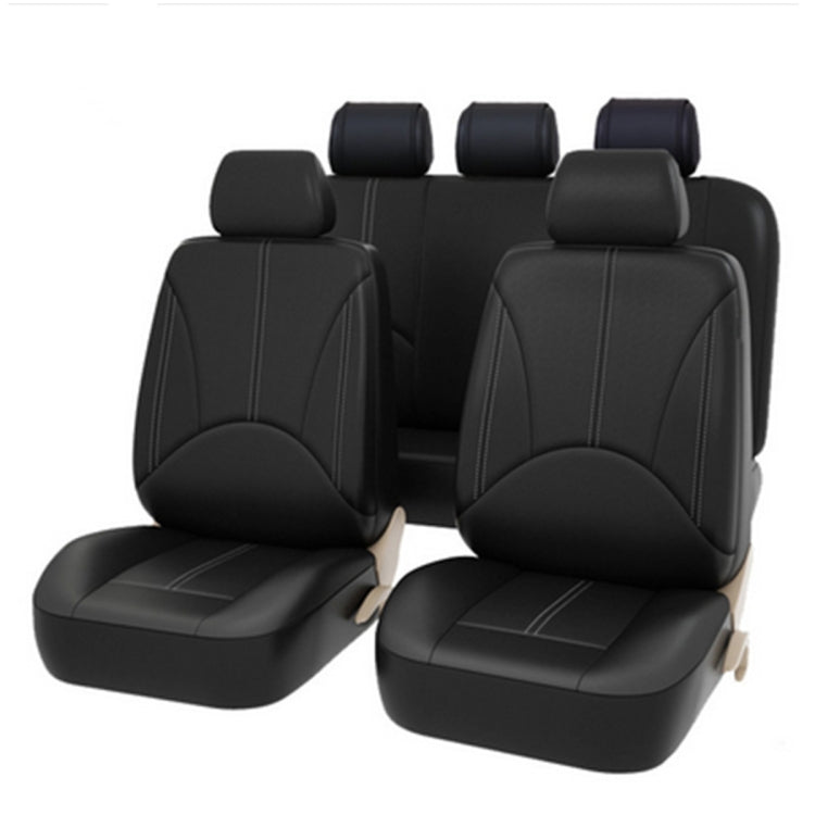 9 in 1 Universal PU Leather Four Seasons Anti-Slippery Cushion Mat Set for 5 Seat รถ, For 5 Seat Car