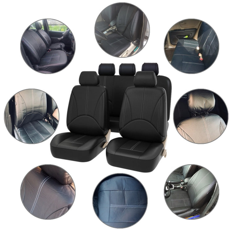 9 in 1 Universal PU Leather Four Seasons Anti-Slippery Cushion Mat Set for 5 Seat รถ, For 5 Seat Car