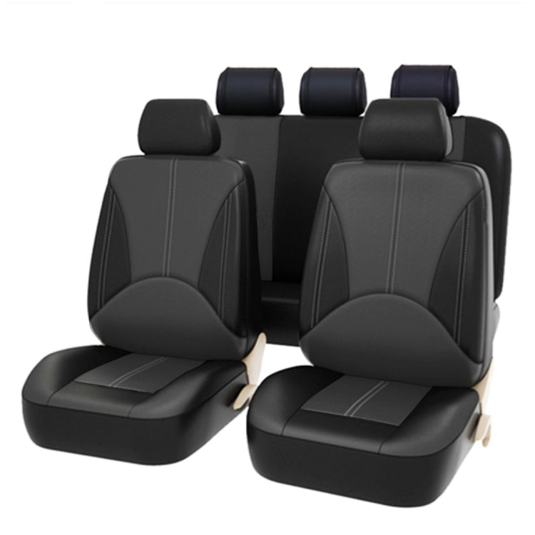 9 in 1 Universal PU Leather Four Seasons Anti-Slippery Cushion Mat Set for 5 Seat รถ, For 5 Seat Car
