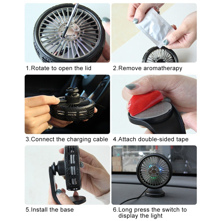 F203B แบบพกพา รถ Air Outlet Sucker พัดลมระบายความร้อนไฟฟ้าพร้อมอโรมา, F203B