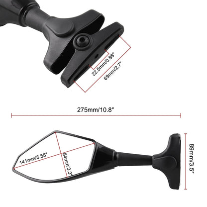 ชุดกระจกมองหลังดัดแปลงรถจักรยานยนต์พร้อมไฟสำหรับคาวาซากิ, MB-MR021-BK, Carbon Fiber Black