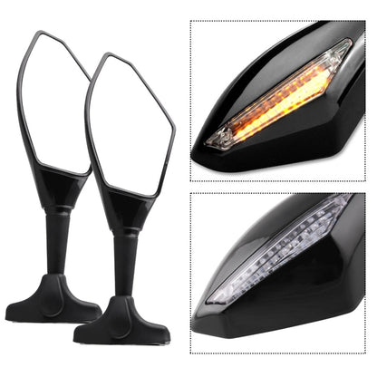 ชุดกระจกมองหลังดัดแปลงรถจักรยานยนต์พร้อมไฟสำหรับคาวาซากิ, MB-MR021-BK, Carbon Fiber Black