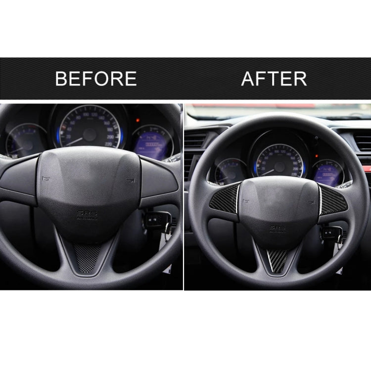 3 ใน 1 รถคาร์บอนไฟเบอร์พวงมาลัยปุ่มสติกเกอร์ตกแต่งสำหรับ Honda Fit,ซ้ายและขวาไดรฟ์ Universal, For Honda Fit