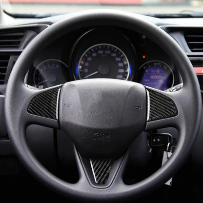 3 ใน 1 รถคาร์บอนไฟเบอร์พวงมาลัยปุ่มสติกเกอร์ตกแต่งสำหรับ Honda Fit,ซ้ายและขวาไดรฟ์ Universal, For Honda Fit