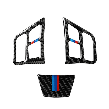 3 ใน 1 รถคาร์บอนไฟเบอร์ไตรรงค์พวงมาลัยปุ่มสติกเกอร์ตกแต่งสำหรับ BMW 3 Series E90 2005-2012, ซ้ายและขวาไดรฟ์ Universal, For BMW 3 Series E90 2005-2012(Tricolor)