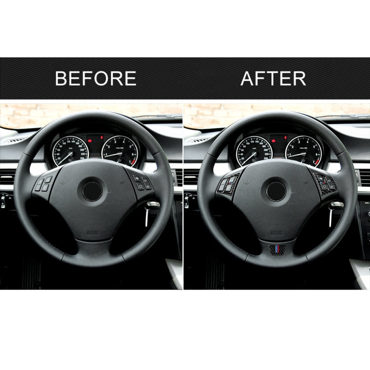 3 ใน 1 รถคาร์บอนไฟเบอร์ไตรรงค์พวงมาลัยปุ่มสติกเกอร์ตกแต่งสำหรับ BMW 3 Series E90 2005-2012, ซ้ายและขวาไดรฟ์ Universal, For BMW 3 Series E90 2005-2012(Tricolor)