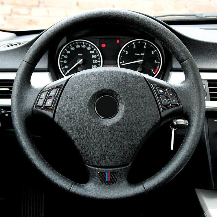 3 ใน 1 รถคาร์บอนไฟเบอร์ไตรรงค์พวงมาลัยปุ่มสติกเกอร์ตกแต่งสำหรับ BMW 3 Series E90 2005-2012, ซ้ายและขวาไดรฟ์ Universal, For BMW 3 Series E90 2005-2012(Tricolor)