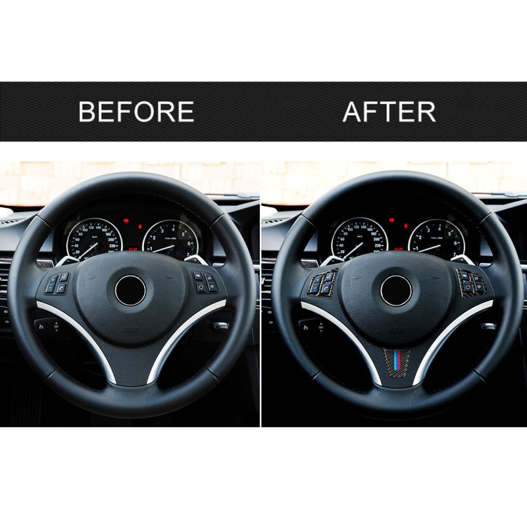 3 ใน 1 รถคาร์บอนไฟเบอร์สีไตรรงค์พวงมาลัยปุ่มสติ๊กเกอร์ตกแต่งสำหรับ BMW 3 Series E90 2005-2012, ไดรฟ์ซ้ายและขวาสากล, For BMW 3 Series E90 2005-2012(Tricolor,A)
