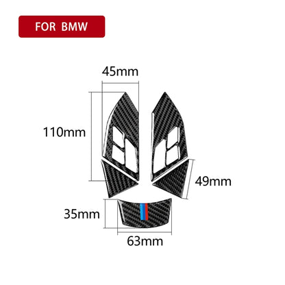 5 ใน 1 รถคาร์บอนไฟเบอร์ไตรรงค์พวงมาลัยปุ่มสติ๊กเกอร์ตกแต่งสำหรับ BMW ซีรีส์ 5 E60 2004-2010, ไดรฟ์ซ้ายและขวาสากล, For BMW 5 Series E60 2004-2010(Tricolor)