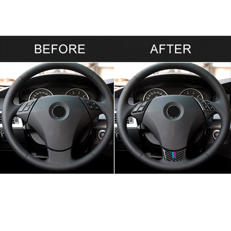 5 ใน 1 รถคาร์บอนไฟเบอร์ไตรรงค์พวงมาลัยปุ่มสติ๊กเกอร์ตกแต่งสำหรับ BMW ซีรีส์ 5 E60 2004-2010, ไดรฟ์ซ้ายและขวาสากล, For BMW 5 Series E60 2004-2010(Tricolor)