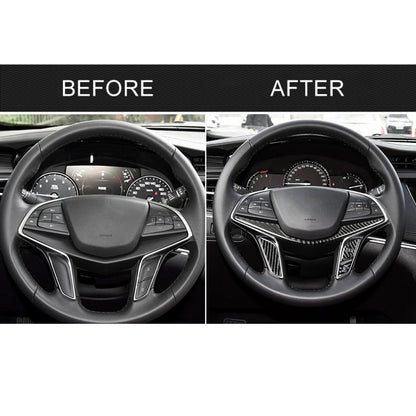 4 ใน 1 รถคาร์บอนไฟเบอร์พวงมาลัยปุ่มสติกเกอร์ตกแต่งสำหรับ Cadillac xt5 2016-2017, ซ้ายและขวา Universal, For Cadillac xt5 2016-2017