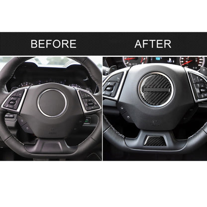 2 ใน 1 รถคาร์บอนไฟเบอร์พวงมาลัยปุ่มสติกเกอร์ตกแต่งสำหรับ Chevrolet Camaro 2017-2019, ซ้ายและขวาไดรฟ์ Universal, For Chevrolet Camaro 2017-2019