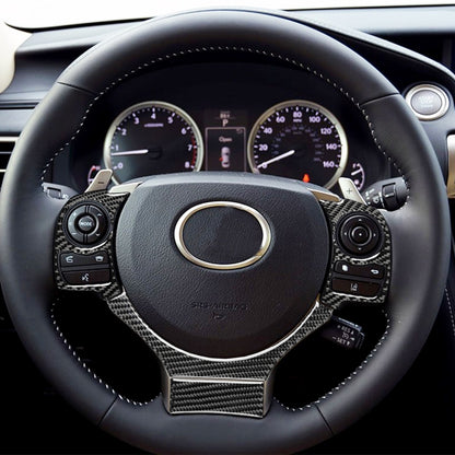 4 ใน 1 คาร์บอนไฟเบอร์พวงมาลัยปุ่มสติกเกอร์ตกแต่งสำหรับ Lexus IS250 NX200 200 T 300 H, ซ้ายและขวา Universal, For Lexus IS250 NX200 200t 300h(B)