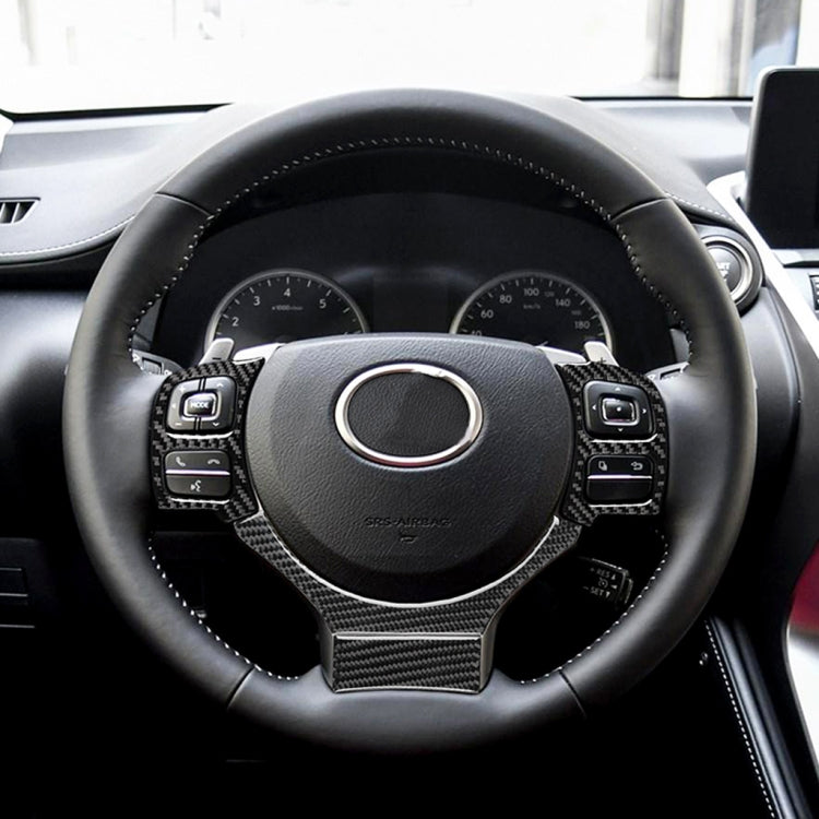 4 ใน 1 คาร์บอนไฟเบอร์พวงมาลัยปุ่มสติกเกอร์ตกแต่งสำหรับ Lexus IS250 NX200 200 T 300 H, ซ้ายและขวา Universal, For Lexus IS250 NX200 200t 300h