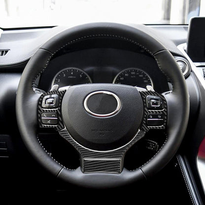4 ใน 1 คาร์บอนไฟเบอร์พวงมาลัยปุ่มสติกเกอร์ตกแต่งสำหรับ Lexus IS250 NX200 200 T 300 H, ซ้ายและขวา Universal, For Lexus IS250 NX200 200t 300h