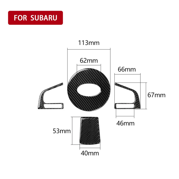 4 ใน 1 รถคาร์บอนไฟเบอร์สีทึบพวงมาลัยปุ่มสติ๊กเกอร์ตกแต่งสำหรับ Subaru Forester 2016-2018, ไดรฟ์ซ้ายและขวาสากล, For Subaru Forester 2016-2018