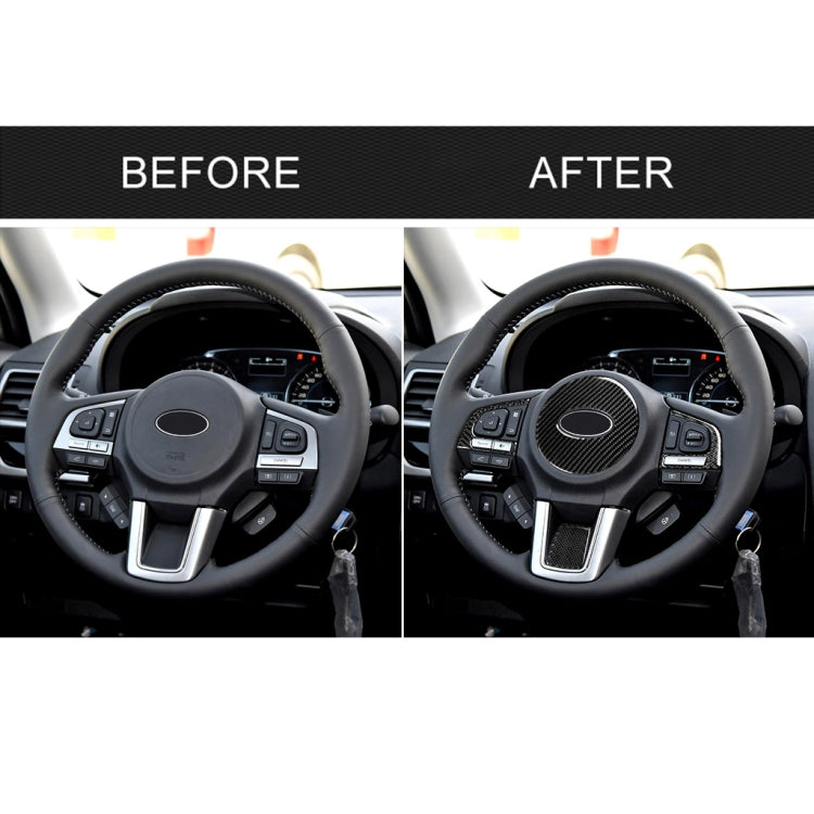 4 ใน 1 รถคาร์บอนไฟเบอร์สีทึบพวงมาลัยปุ่มสติ๊กเกอร์ตกแต่งสำหรับ Subaru Forester 2016-2018, ไดรฟ์ซ้ายและขวาสากล, For Subaru Forester 2016-2018