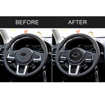 4 ใน 1 รถคาร์บอนไฟเบอร์สีทึบพวงมาลัยปุ่มสติ๊กเกอร์ตกแต่งสำหรับ Subaru Forester 2016-2018, ไดรฟ์ซ้ายและขวาสากล, For Subaru Forester 2016-2018