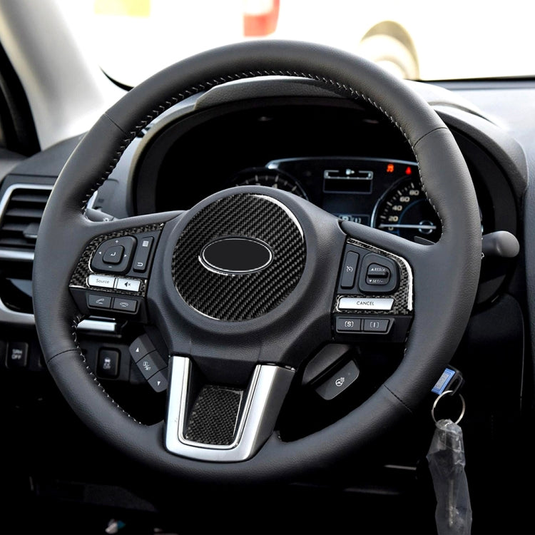 4 ใน 1 รถคาร์บอนไฟเบอร์สีทึบพวงมาลัยปุ่มสติ๊กเกอร์ตกแต่งสำหรับ Subaru Forester 2016-2018, ไดรฟ์ซ้ายและขวาสากล, For Subaru Forester 2016-2018