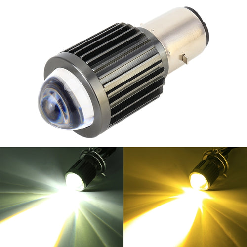 BA20D DC12-80V / 10W / 6000K / 3000K / 800LM ไฟหน้ารถจักรยานยนต์สองสีพร้อมเลนส์โปรเจคเตอร์, BA20D