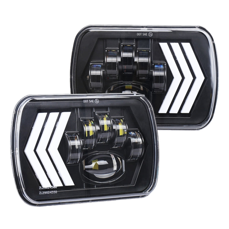 2 ชิ้น 5X7 นิ้วรถดัดแปลงพื้นหลังสีแดง LED ไฟหน้าสี่เหลี่ยมสำหรับรถจี๊ปแรงเลอร์, For Jeep Wrangler(5X7 inch)