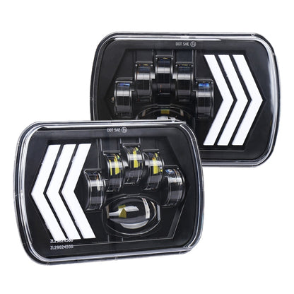 2 ชิ้น 5X7 นิ้วรถดัดแปลงพื้นหลังสีแดง LED ไฟหน้าสี่เหลี่ยมสำหรับรถจี๊ปแรงเลอร์, For Jeep Wrangler(5X7 inch)