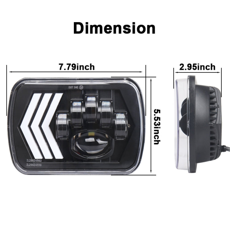 2 ชิ้น 5X7 นิ้วรถดัดแปลงพื้นหลังสีแดง LED ไฟหน้าสี่เหลี่ยมสำหรับรถจี๊ปแรงเลอร์, For Jeep Wrangler(5X7 inch)