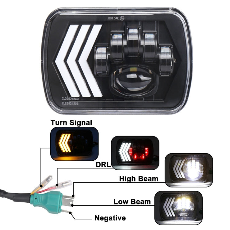 2 ชิ้น 5X7 นิ้วรถดัดแปลงพื้นหลังสีแดง LED ไฟหน้าสี่เหลี่ยมสำหรับรถจี๊ปแรงเลอร์, For Jeep Wrangler(5X7 inch)