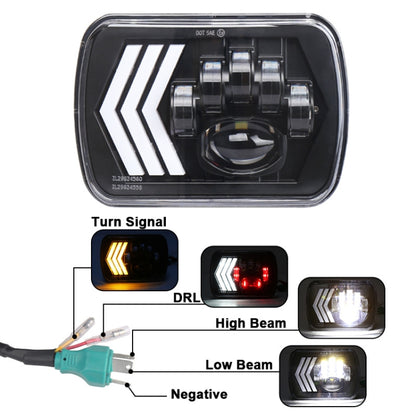 2 ชิ้น 5X7 นิ้วรถดัดแปลงพื้นหลังสีแดง LED ไฟหน้าสี่เหลี่ยมสำหรับรถจี๊ปแรงเลอร์, For Jeep Wrangler(5X7 inch)