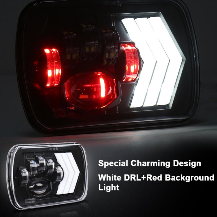 2 ชิ้น 5X7 นิ้วรถดัดแปลงพื้นหลังสีแดง LED ไฟหน้าสี่เหลี่ยมสำหรับรถจี๊ปแรงเลอร์, For Jeep Wrangler(5X7 inch)