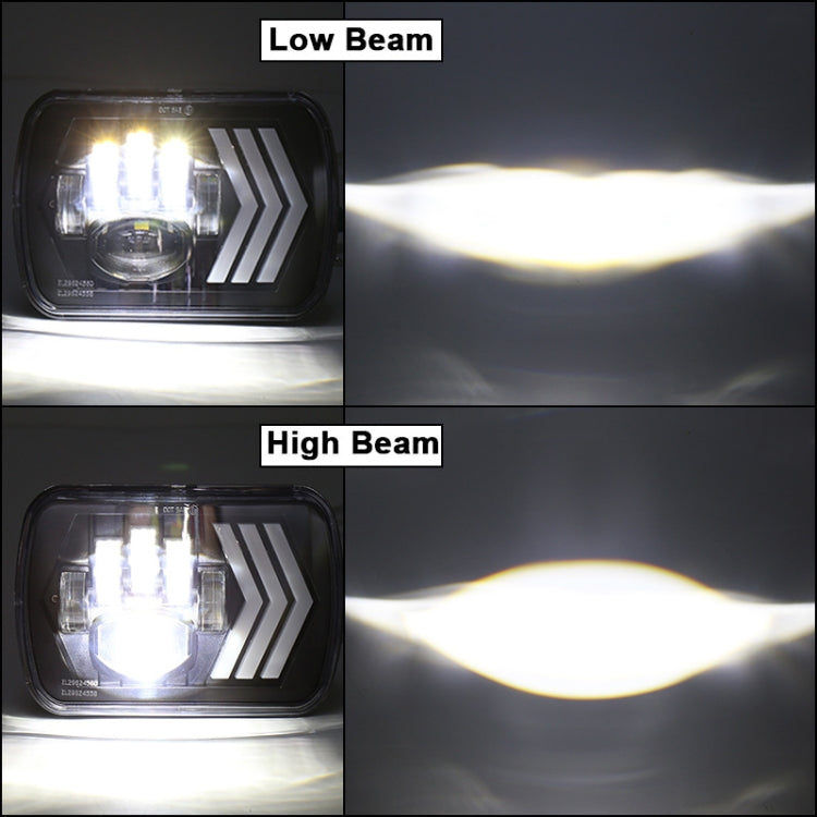 2 ชิ้น 5X7 นิ้วรถดัดแปลงพื้นหลังสีแดง LED ไฟหน้าสี่เหลี่ยมสำหรับรถจี๊ปแรงเลอร์, For Jeep Wrangler(5X7 inch)