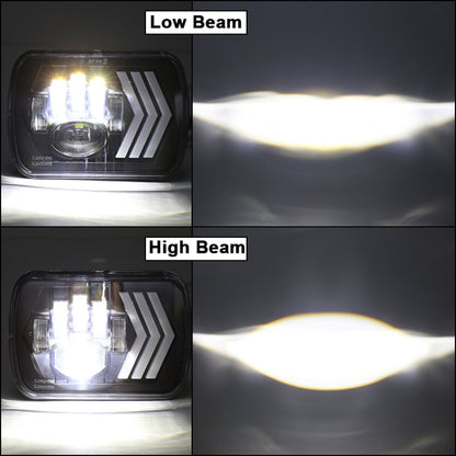 2 ชิ้น 5X7 นิ้วรถดัดแปลงพื้นหลังสีแดง LED ไฟหน้าสี่เหลี่ยมสำหรับรถจี๊ปแรงเลอร์, For Jeep Wrangler(5X7 inch)