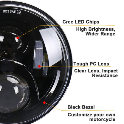 สปอตไลต์ดัดแปลงไฟหน้ารถจักรยานยนต์ LED กลมขนาด 7 นิ้วสำหรับฮอนด้า, For Honda, For Honda Silver