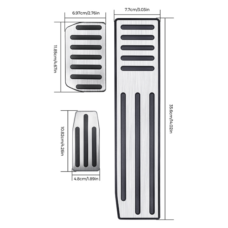 3 in 1 รถ Non-SLIP Pedals เท้าเบรคชุดสำหรับ Tesla รุ่น S / X