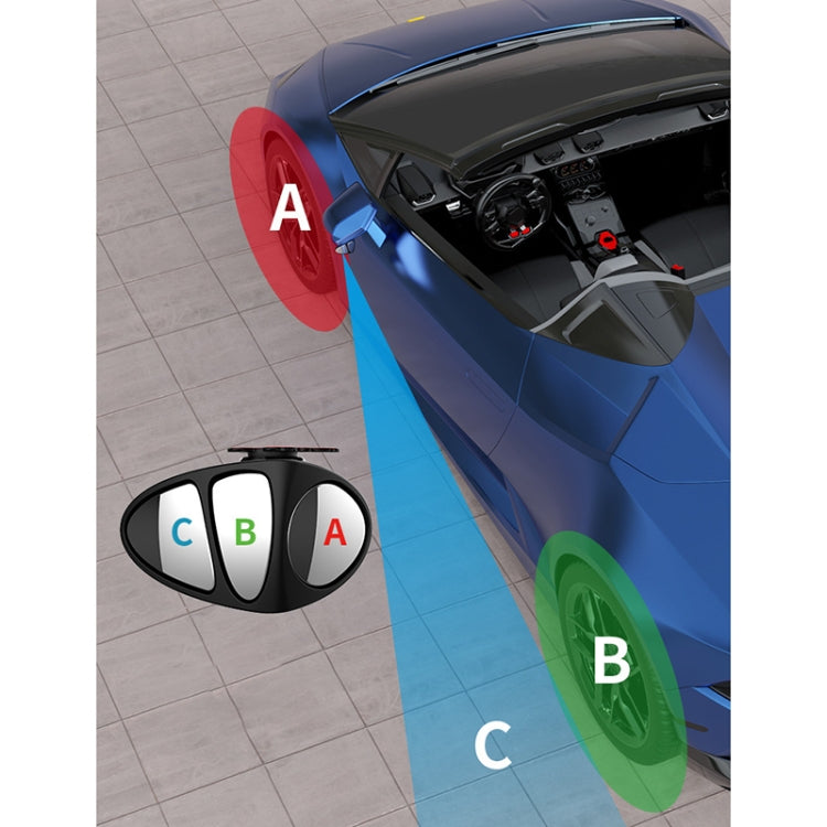 3R-146 3 ใน 1 รถกระจกมองหลังเสริม Blind Spot ด้านหลัง 146 กระจกล้อหน้าสำหรับขวา, 3 in 1 Black Right