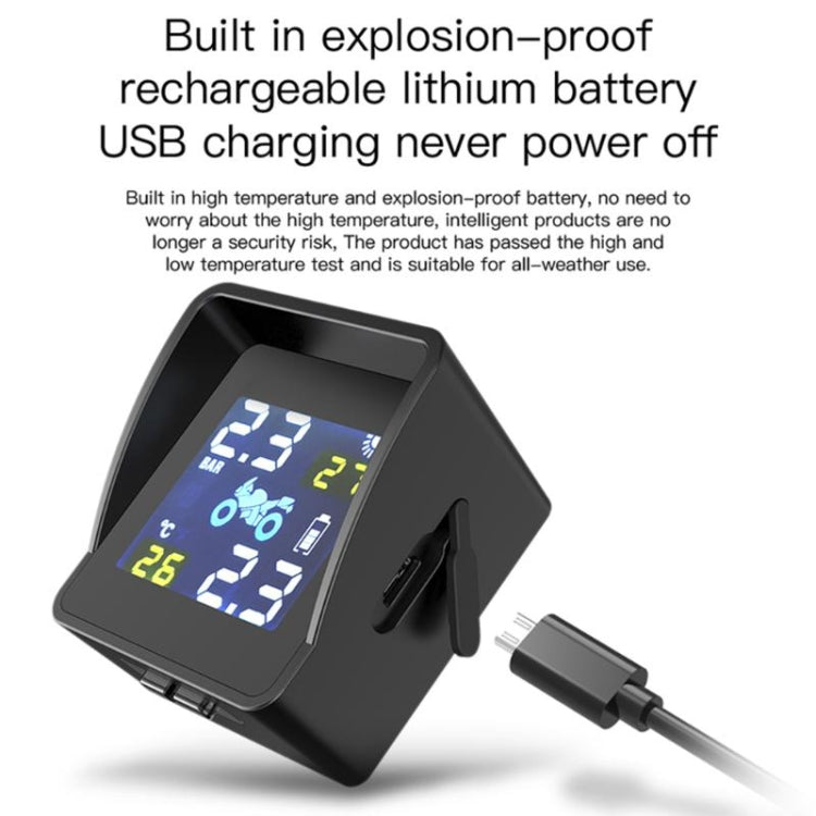 Universal รถจักรยานยนต์ไร้สายความแม่นยำสูงพลังงานแสงอาทิตย์ TPMS ระบบเตือนความดันยางภายนอกยาง Monitor, Motorcycle External Tire Monitor