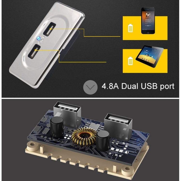 4.8A สายสั้น RV Bus ดัดแปลงรถ Charger Dual USB Charger, 4.8A